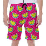 Purple Fancy Watermelon Pattern Print Men's Beach Shorts