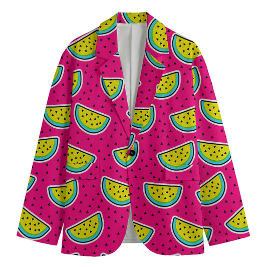 Purple Fancy Watermelon Pattern Print Men's Blazer