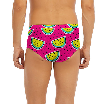 Purple Fancy Watermelon Pattern Print Men's Briefs
