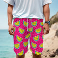Purple Fancy Watermelon Pattern Print Men's Cargo Shorts