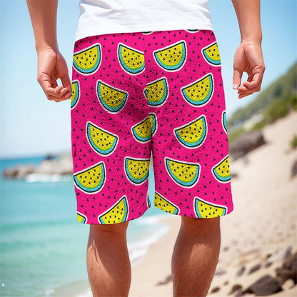 Purple Fancy Watermelon Pattern Print Men's Cargo Shorts