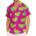 Purple Fancy Watermelon Pattern Print Men's Deep V-Neck Shirt