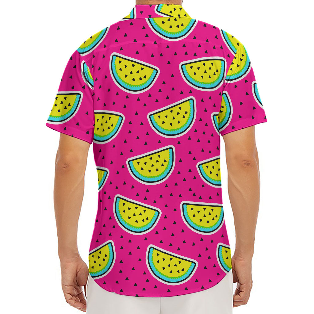 Purple Fancy Watermelon Pattern Print Men's Deep V-Neck Shirt