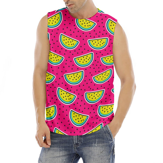 Purple Fancy Watermelon Pattern Print Men's Fitness Tank Top