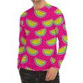 Purple Fancy Watermelon Pattern Print Men's Long Sleeve Rash Guard