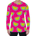 Purple Fancy Watermelon Pattern Print Men's Long Sleeve T-Shirt