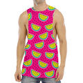 Purple Fancy Watermelon Pattern Print Men's Muscle Tank Top