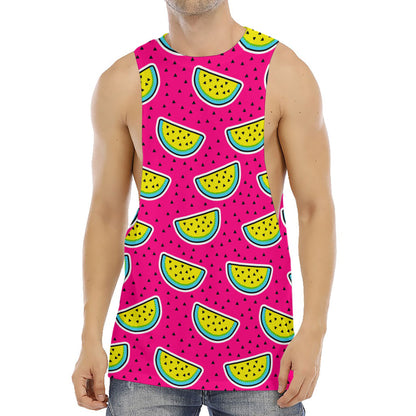 Purple Fancy Watermelon Pattern Print Men's Muscle Tank Top