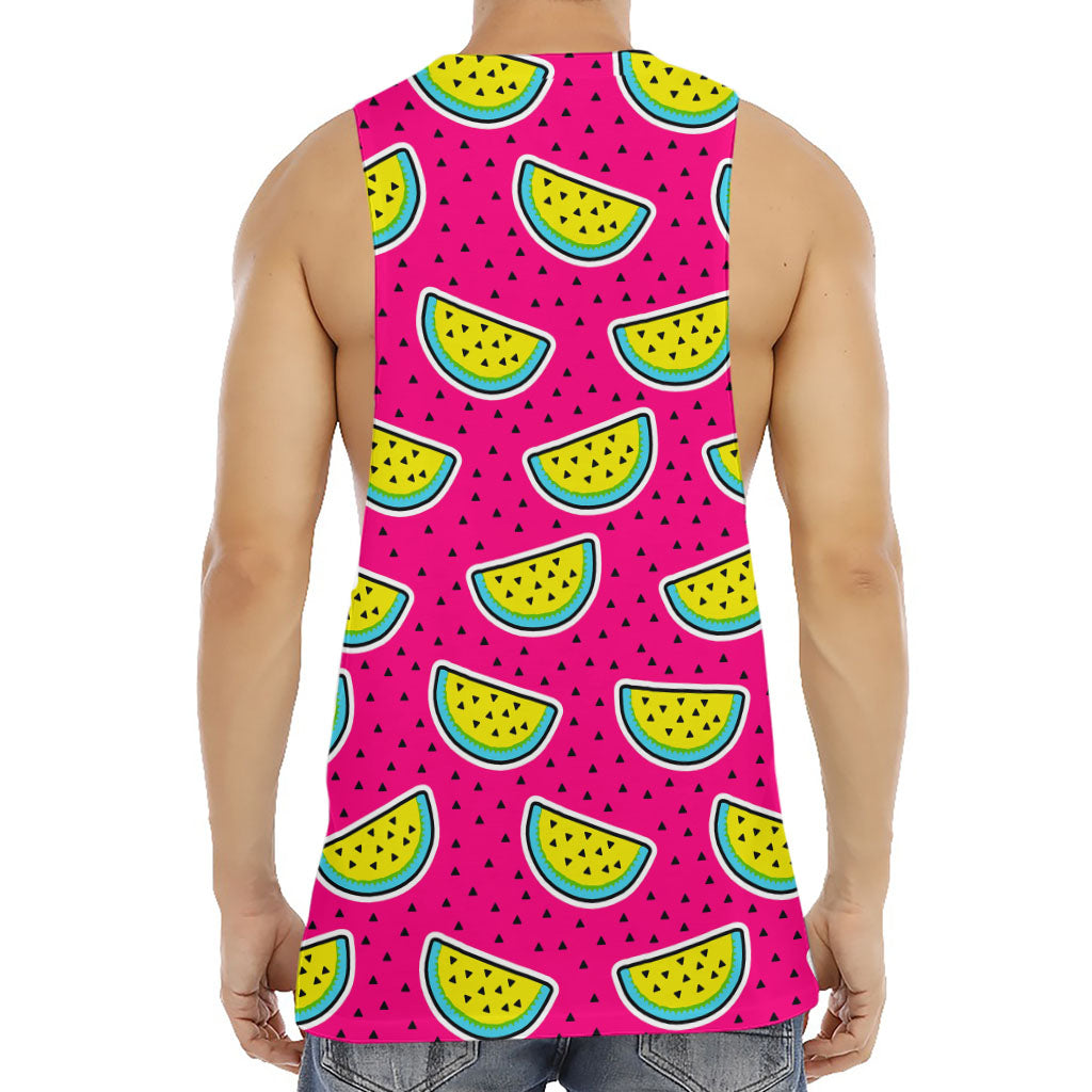 Purple Fancy Watermelon Pattern Print Men's Muscle Tank Top