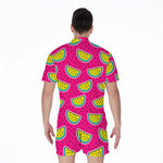 Purple Fancy Watermelon Pattern Print Men's Rompers