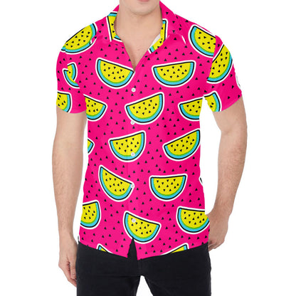 Purple Fancy Watermelon Pattern Print Men's Shirt