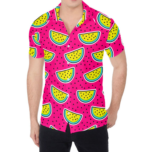 Purple Fancy Watermelon Pattern Print Men's Shirt