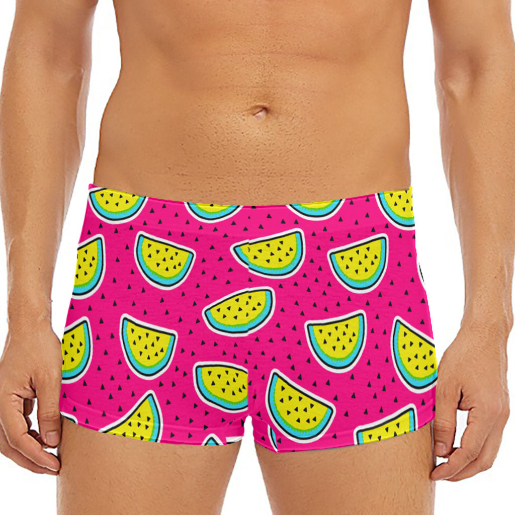 Purple Fancy Watermelon Pattern Print Men's Short Boxer Briefs