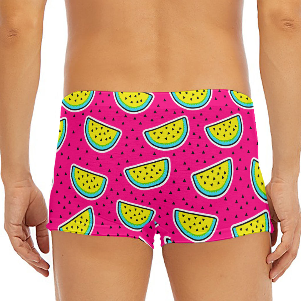 Purple Fancy Watermelon Pattern Print Men's Short Boxer Briefs