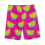 Purple Fancy Watermelon Pattern Print Men's Sports Shorts