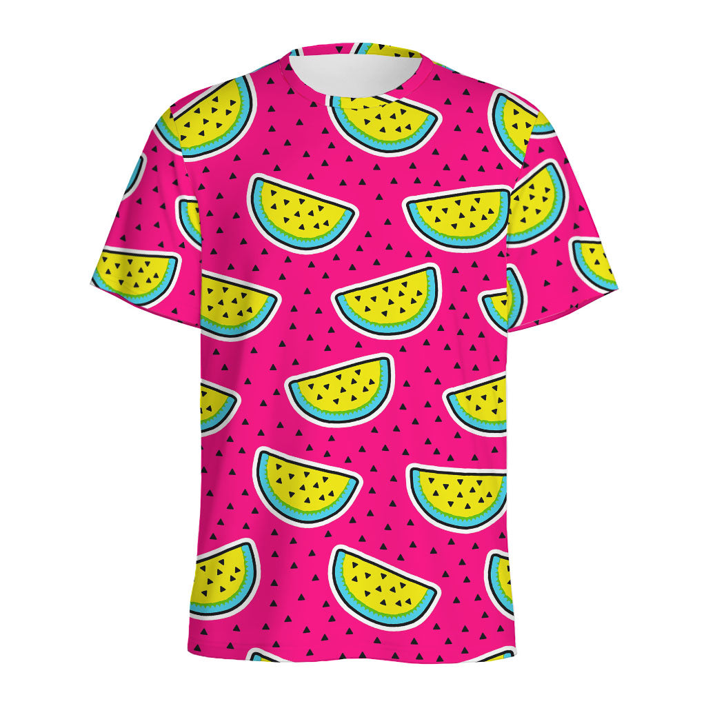 Purple Fancy Watermelon Pattern Print Men's Sports T-Shirt