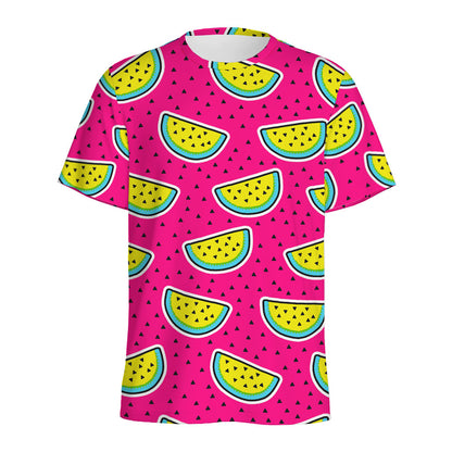 Purple Fancy Watermelon Pattern Print Men's Sports T-Shirt