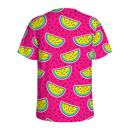 Purple Fancy Watermelon Pattern Print Men's Sports T-Shirt