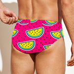 Purple Fancy Watermelon Pattern Print Men's Swim Briefs