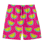 Purple Fancy Watermelon Pattern Print Men's Swim Trunks