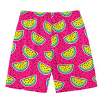 Purple Fancy Watermelon Pattern Print Men's Swim Trunks