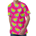 Purple Fancy Watermelon Pattern Print Men's Velvet T-Shirt