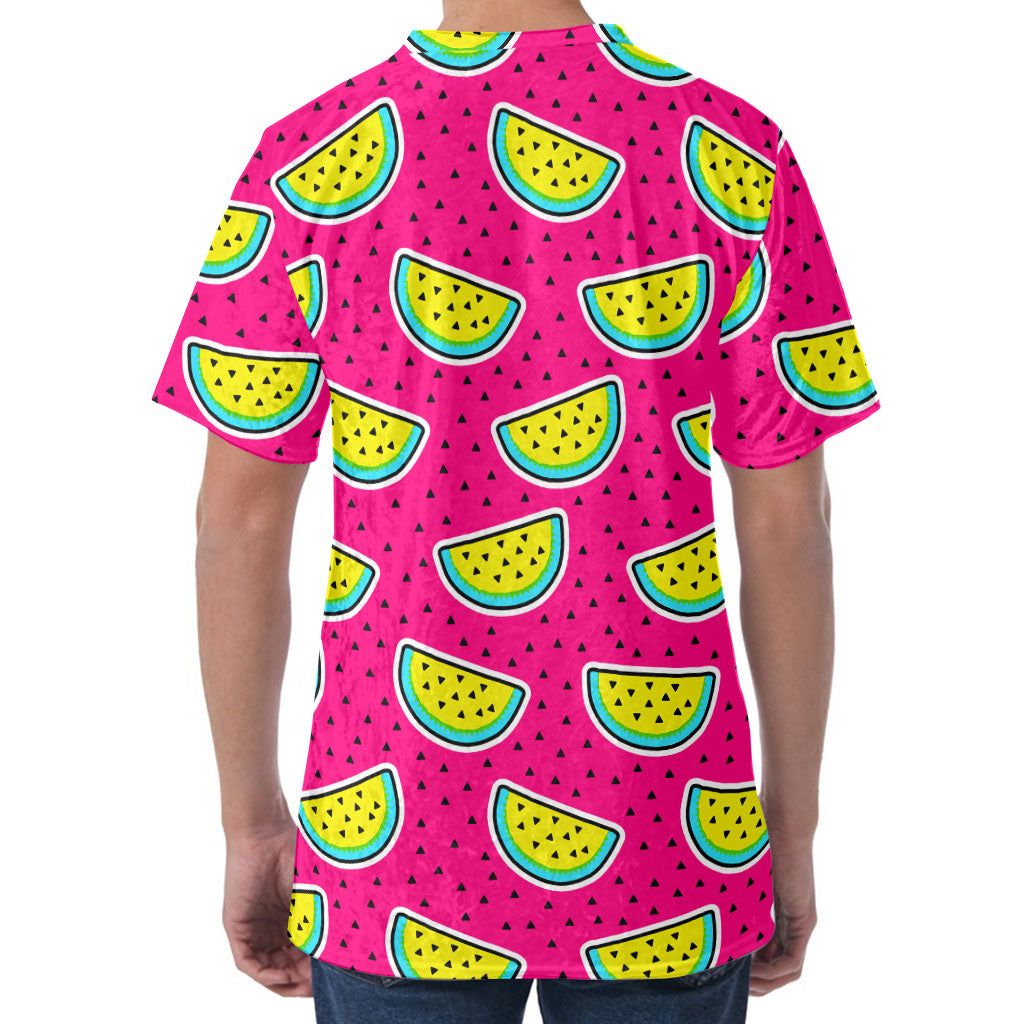 Purple Fancy Watermelon Pattern Print Men's Velvet T-Shirt