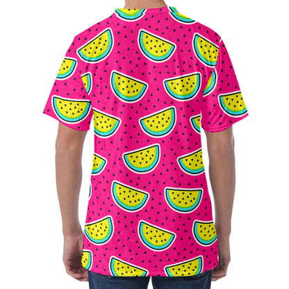 Purple Fancy Watermelon Pattern Print Men's Velvet T-Shirt