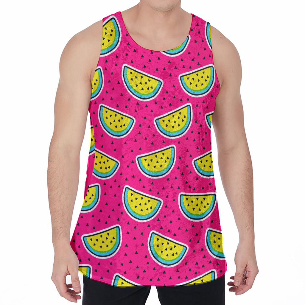 Purple Fancy Watermelon Pattern Print Men's Velvet Tank Top