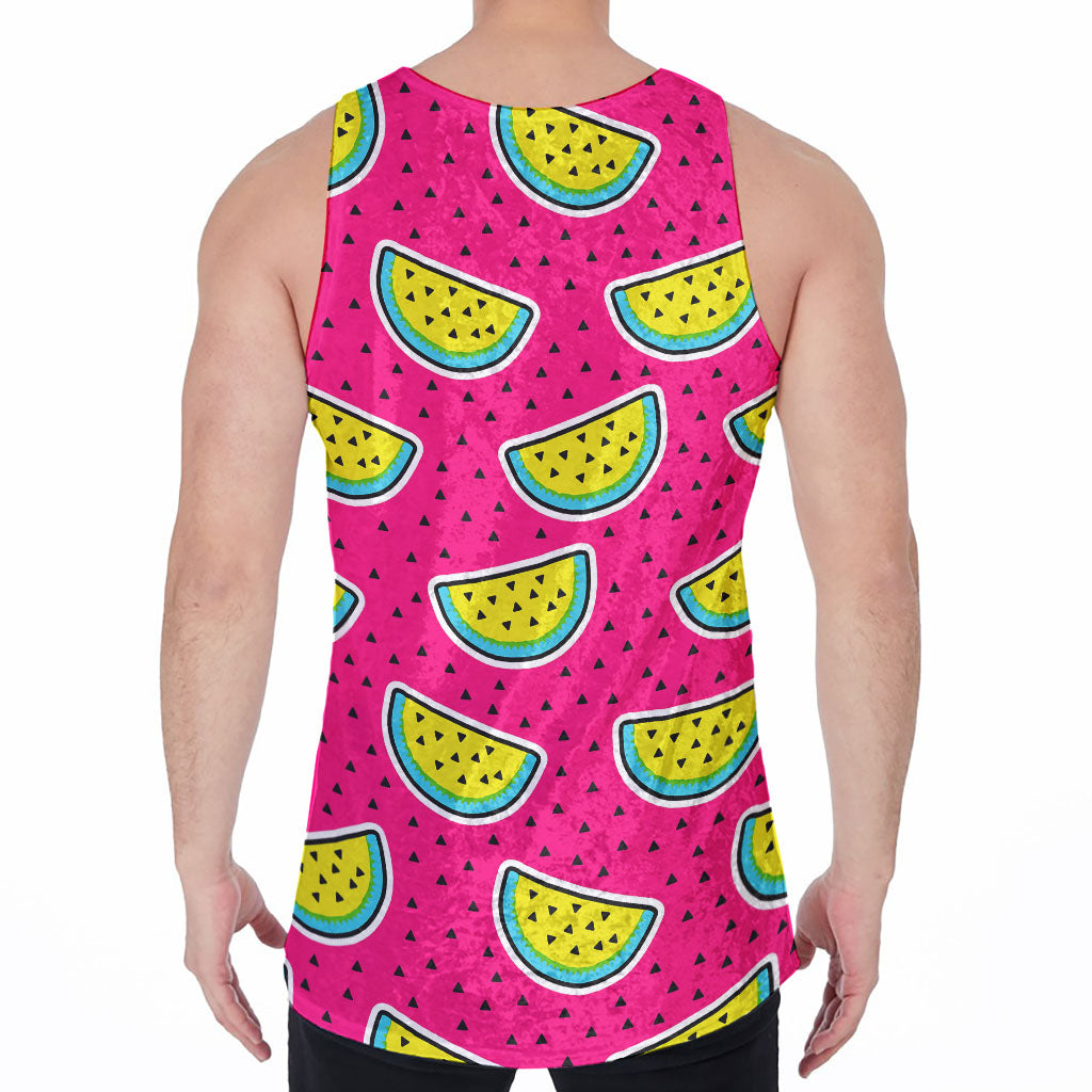 Purple Fancy Watermelon Pattern Print Men's Velvet Tank Top