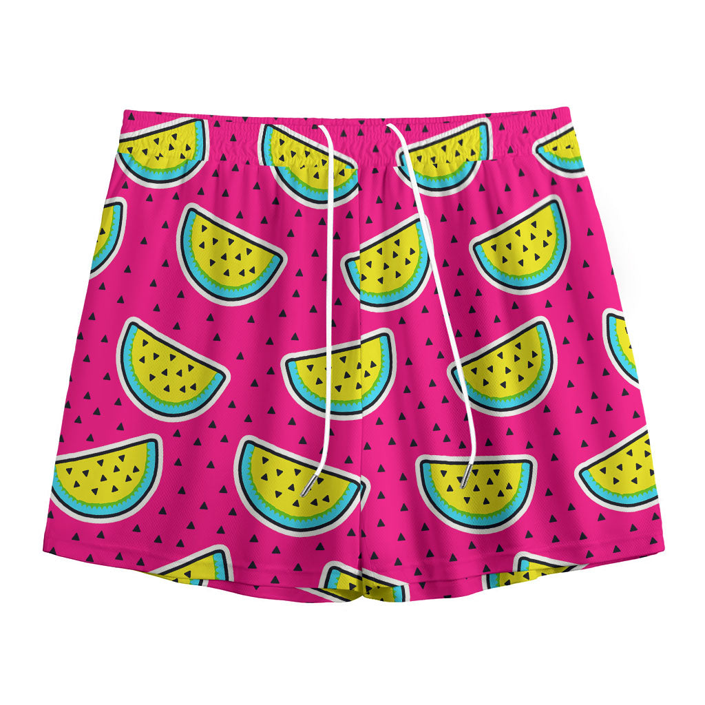 Purple Fancy Watermelon Pattern Print Mesh Shorts