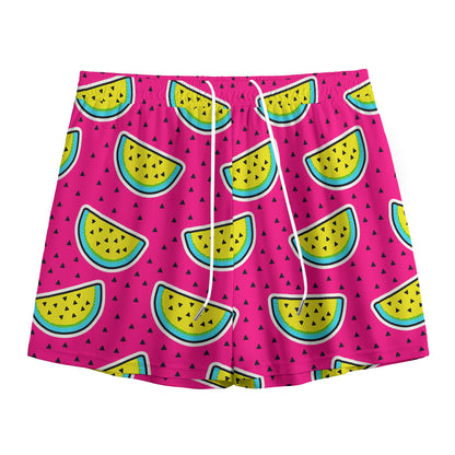 Purple Fancy Watermelon Pattern Print Mesh Shorts