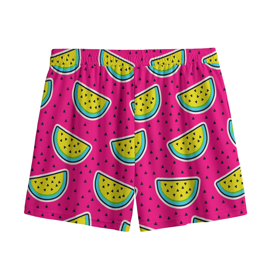 Purple Fancy Watermelon Pattern Print Mesh Shorts