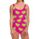 Purple Fancy Watermelon Pattern Print One Piece Swimsuit