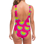 Purple Fancy Watermelon Pattern Print One Piece Swimsuit