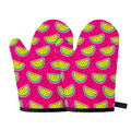 Purple Fancy Watermelon Pattern Print Oven Mitts