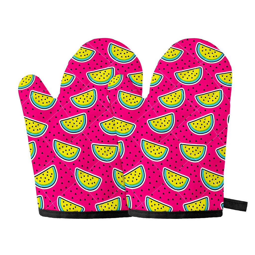Purple Fancy Watermelon Pattern Print Oven Mitts