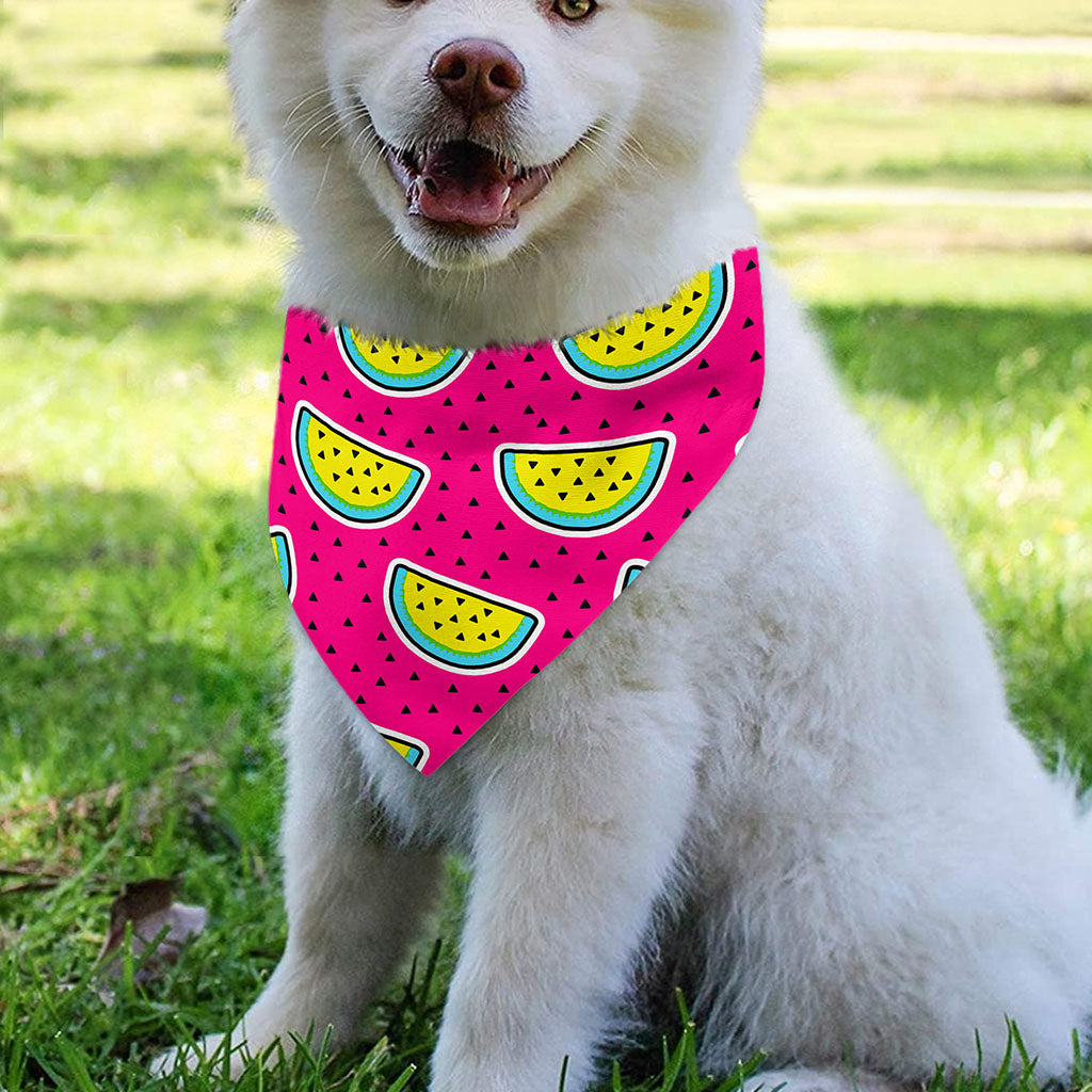 Purple Fancy Watermelon Pattern Print Over The Collar Dog Bandana