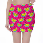 Purple Fancy Watermelon Pattern Print Pencil Mini Skirt