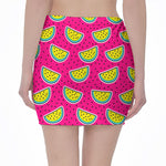 Purple Fancy Watermelon Pattern Print Pencil Mini Skirt