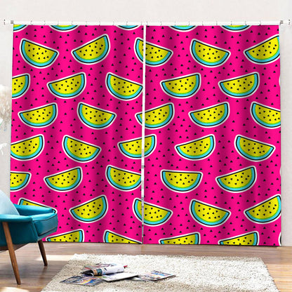 Purple Fancy Watermelon Pattern Print Pencil Pleat Curtains