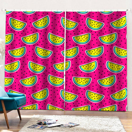 Purple Fancy Watermelon Pattern Print Pencil Pleat Curtains