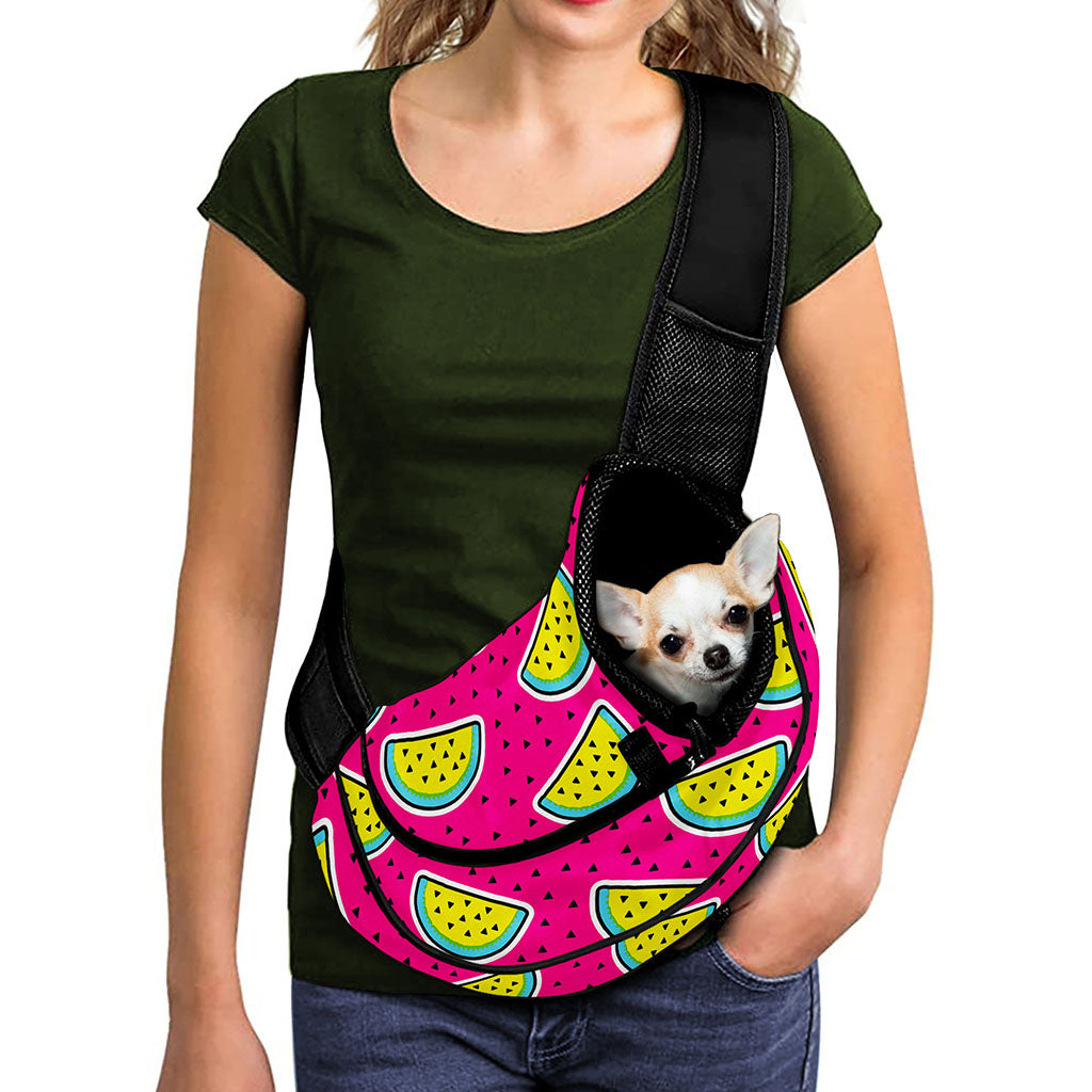 Purple Fancy Watermelon Pattern Print Pet Sling Carrier