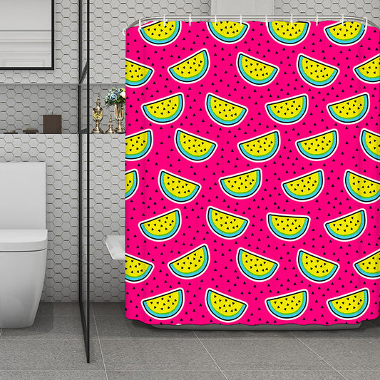 Purple Fancy Watermelon Pattern Print Polyester Shower Curtain
