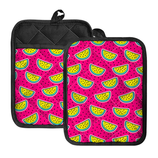 Purple Fancy Watermelon Pattern Print Pot Holders With Pocket