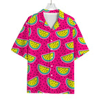 Purple Fancy Watermelon Pattern Print Rayon Hawaiian Shirt