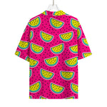 Purple Fancy Watermelon Pattern Print Rayon Hawaiian Shirt