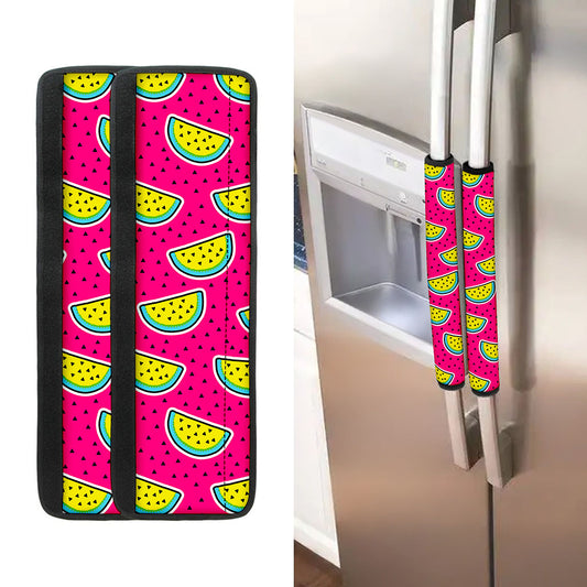 Purple Fancy Watermelon Pattern Print Refrigerator Handle Covers