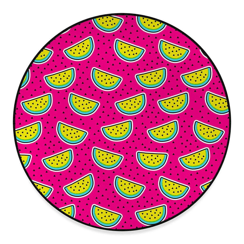 Purple Fancy Watermelon Pattern Print Round Floor Mat