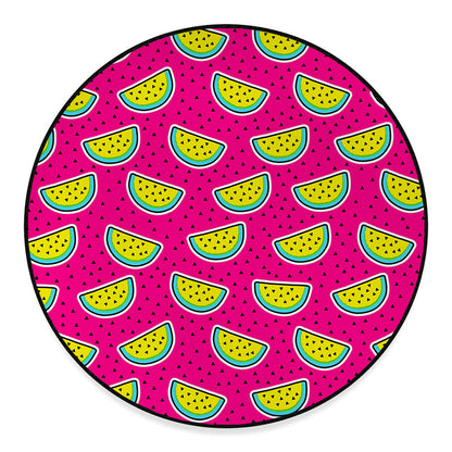 Purple Fancy Watermelon Pattern Print Round Floor Mat